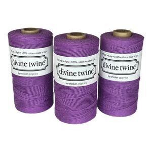 Divine Bakers Twine Set 3 Spools Usa 100% Cotton 240 Yards 4 PLY Purple String